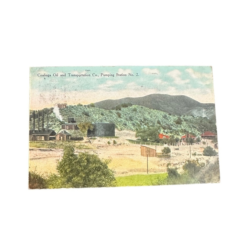 Vtg 1910 Postcard Coalinga Oil & Transportation Co Pumping Station 2 CA Posted